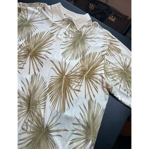 Pusser's Island Reserve Polo Shirt Mens XXL Cream Silk Cotton Palm Print
